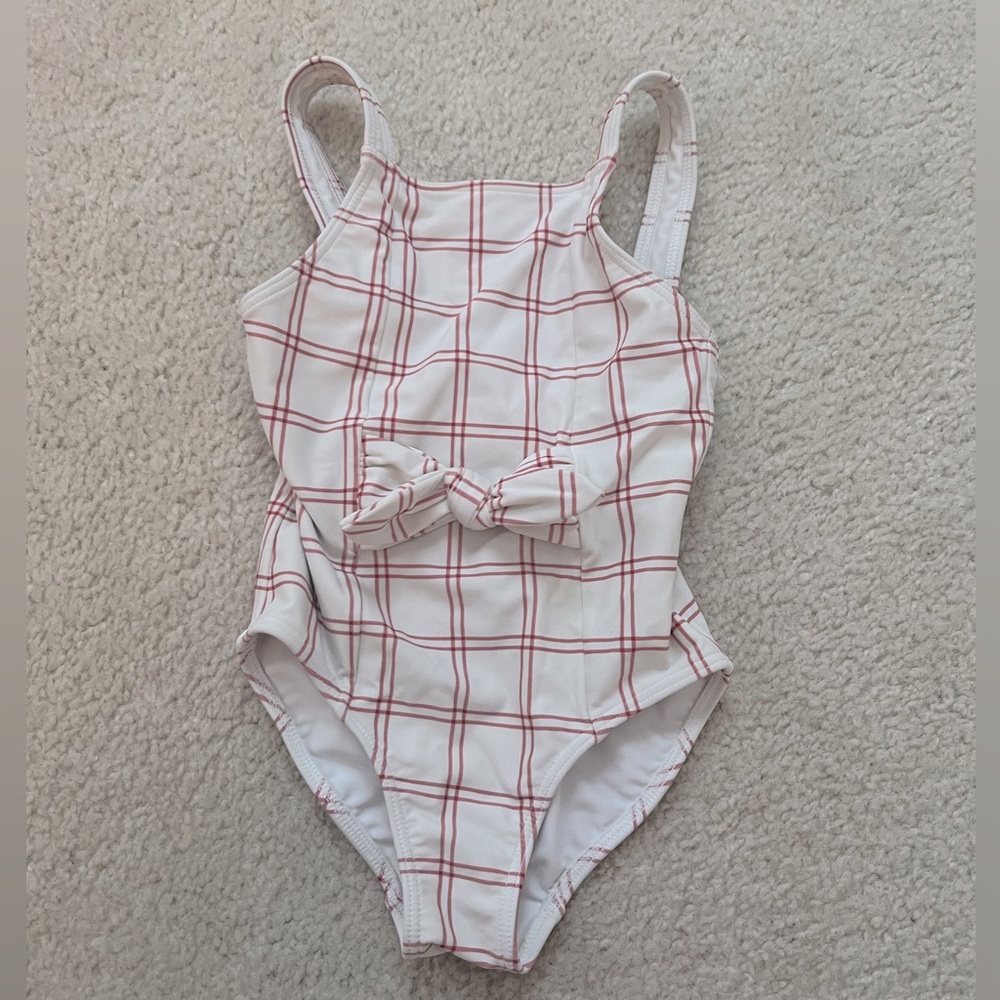Minnow Red and white one-piece bathing suit, Size 2T